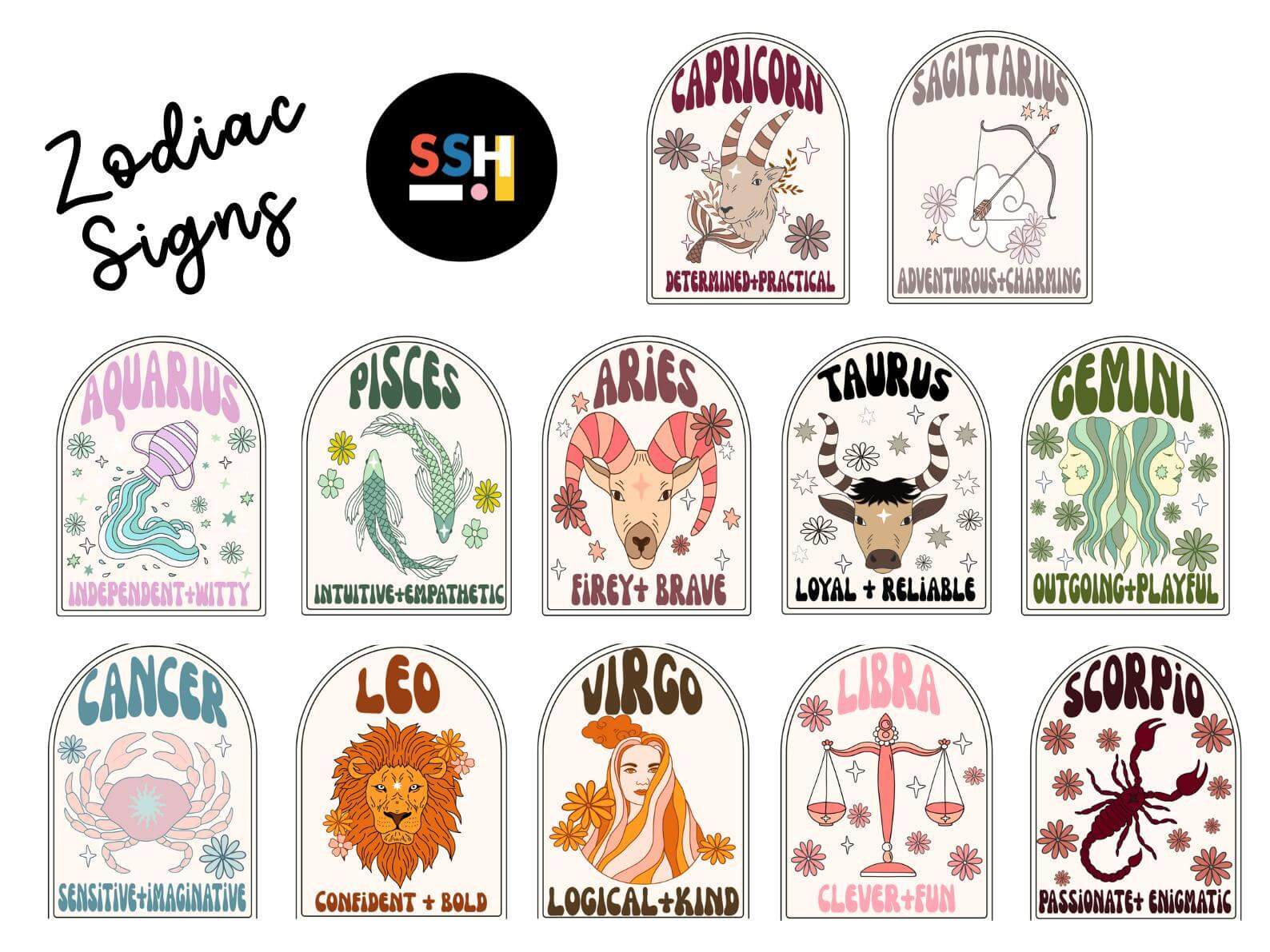 Zodiac Astrology Horoscope Sign 40oz Tumbler With Lid and Straw from Sip Sip Hooray – Drinkware