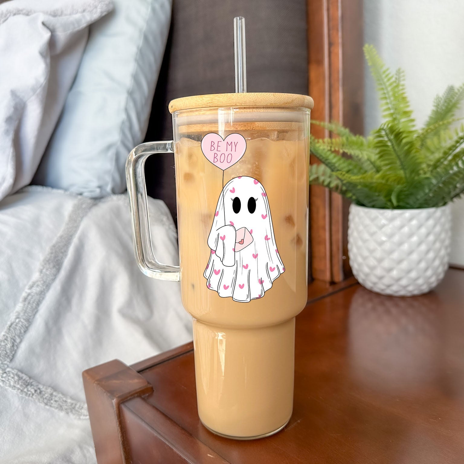 Be My Boo 40oz Glass or Plastic Tumbler With Lid and Straw - Sip Sip Hooray