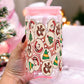 Christmas Cookies 16oz Glass Can Cup With Lid and Straw