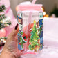 Christmas Movies 16oz Glass Can Cup With Lid and Straw