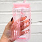 Pink Coquette Bows 16oz Glass Can Cup With Lid and Straw