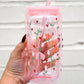 Bows and Flowers 16oz Glass Can Cup With Lid and Straw