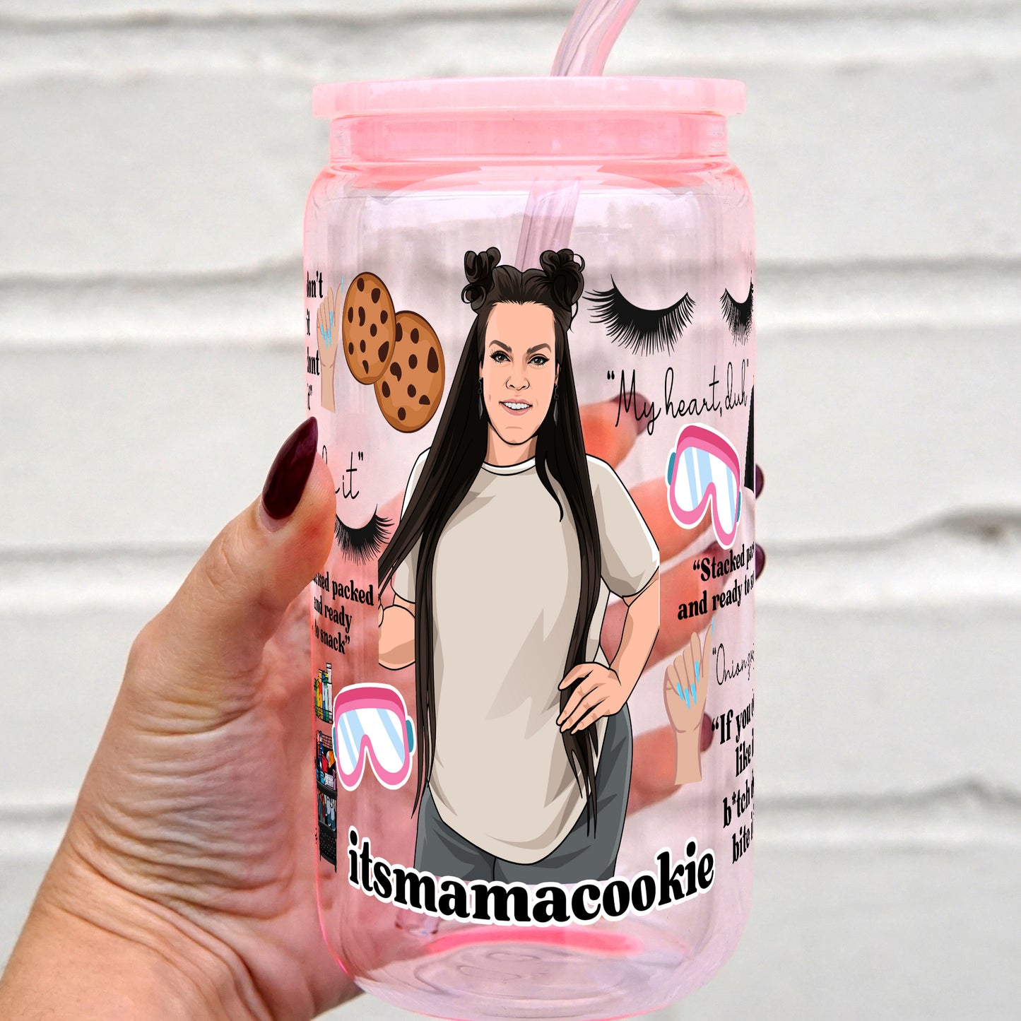 16oz Mama Cookie x Sip-Sip Hooray! Collaboration Glass Can Cup