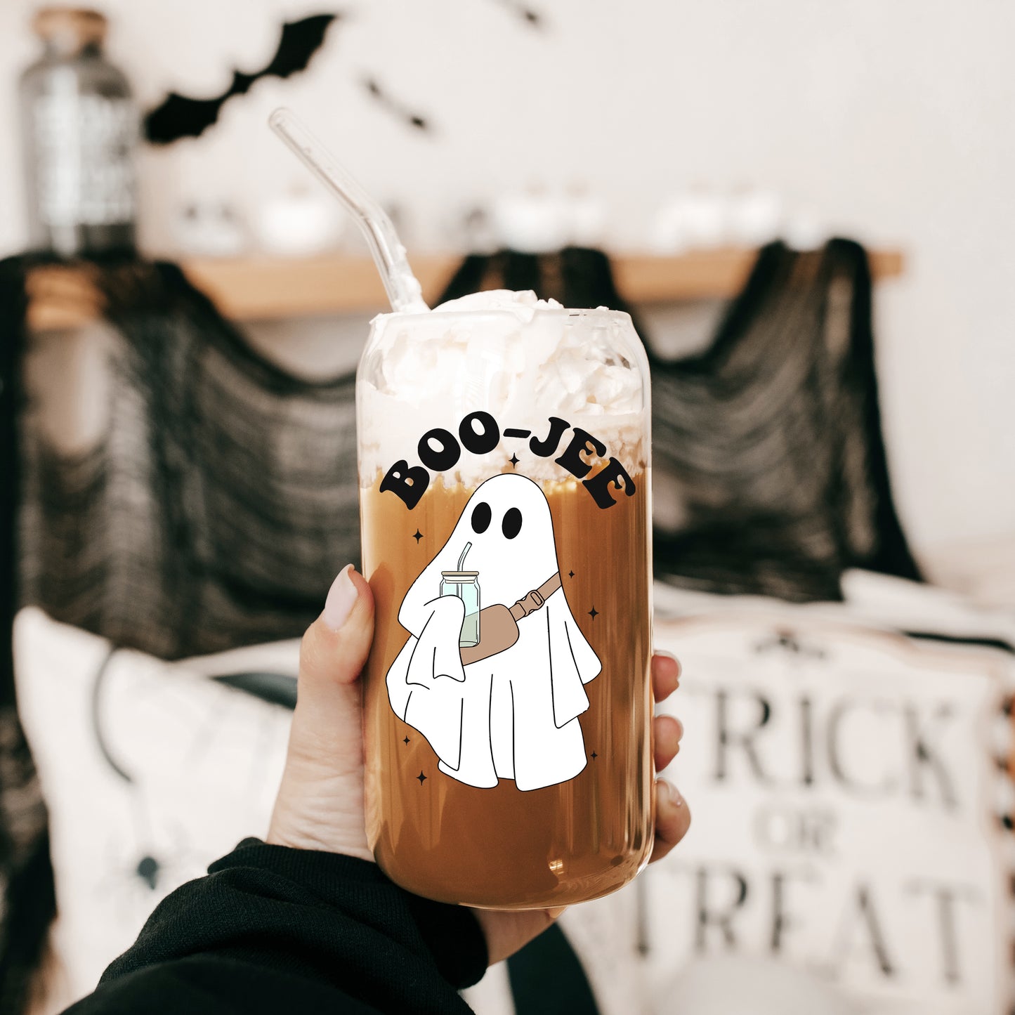 Boo-Jee Ghost 16oz Glass Can Cup