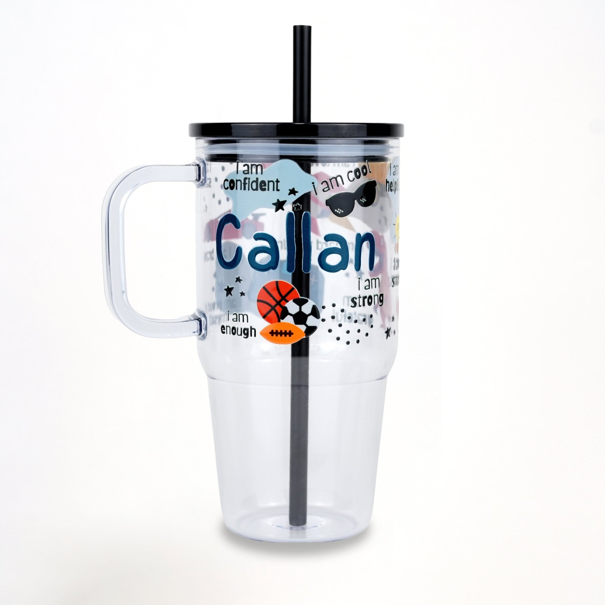 Boy's Affirmations 20oz Kids Tumbler with Handle, Lid & Straw - Sip Sip Hooray