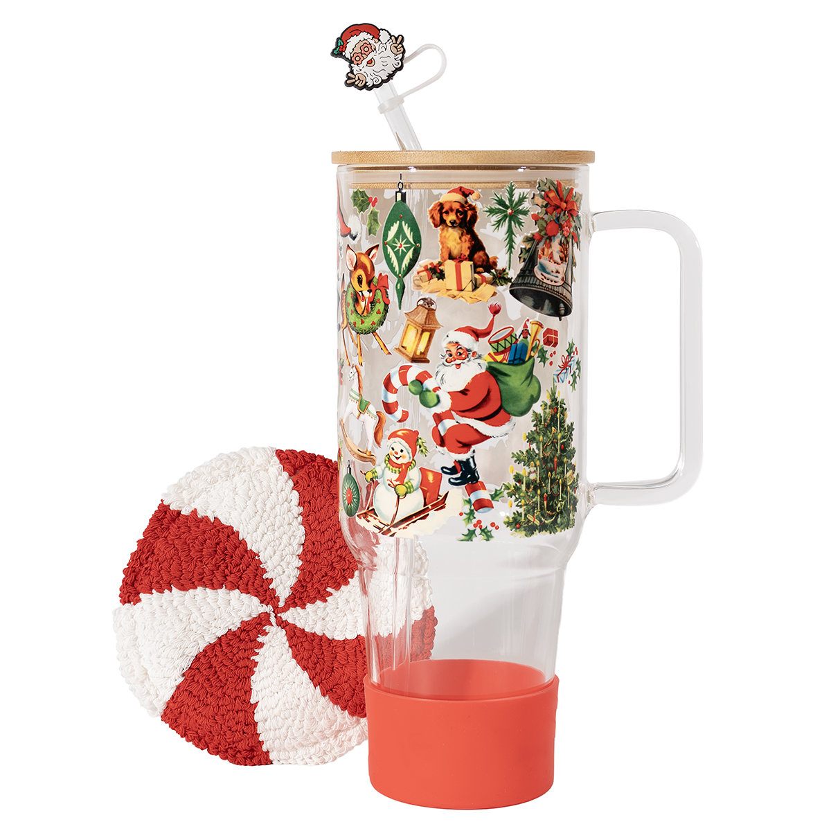 40oz Nostalgic Christmas Glass Tumbler Gift Bundle