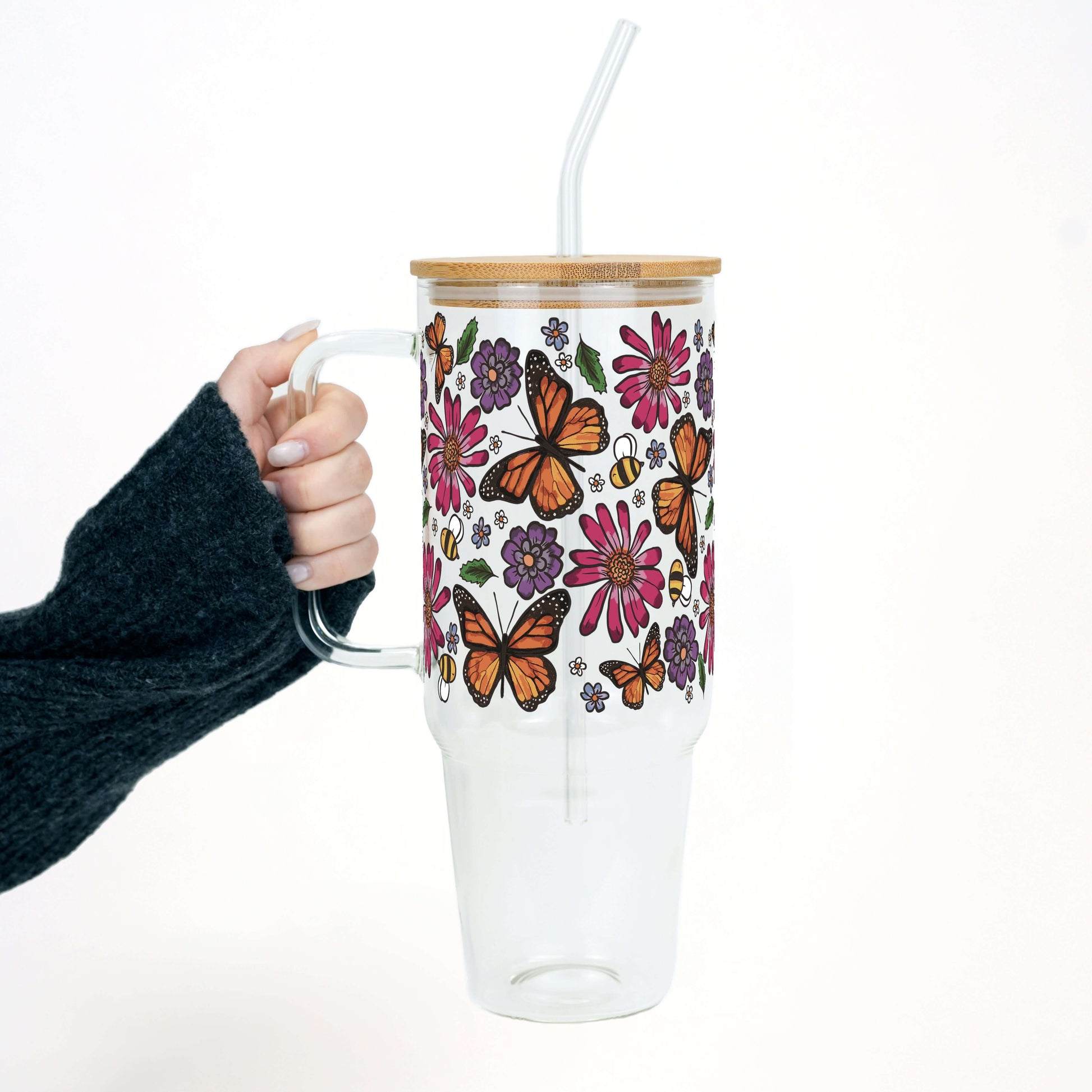 Butterfly Garden 40oz Glass or Plastic Tumbler With Lid and Straw from Sip Sip Hooray – Tumblers