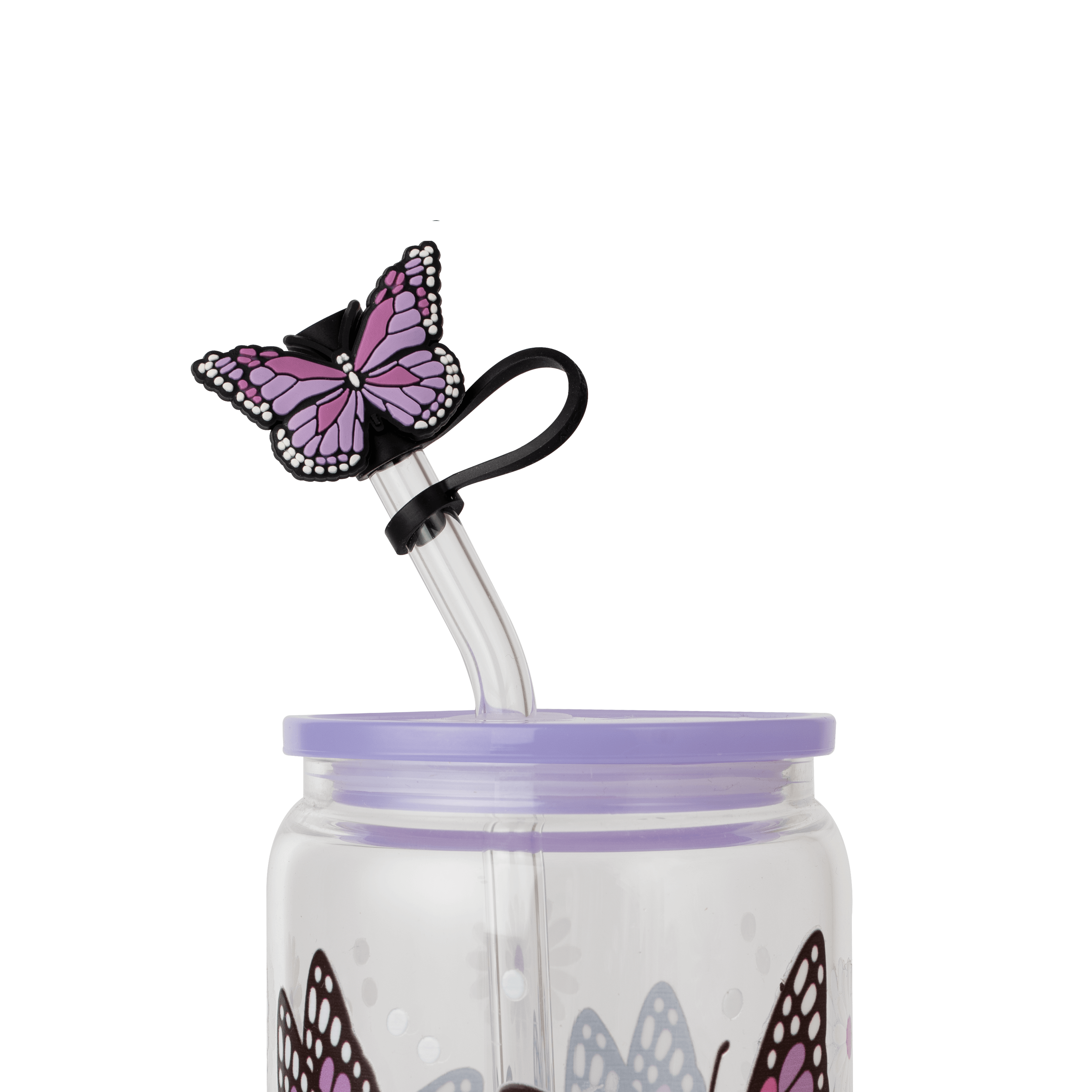 Purple Butterfly Straw Topper