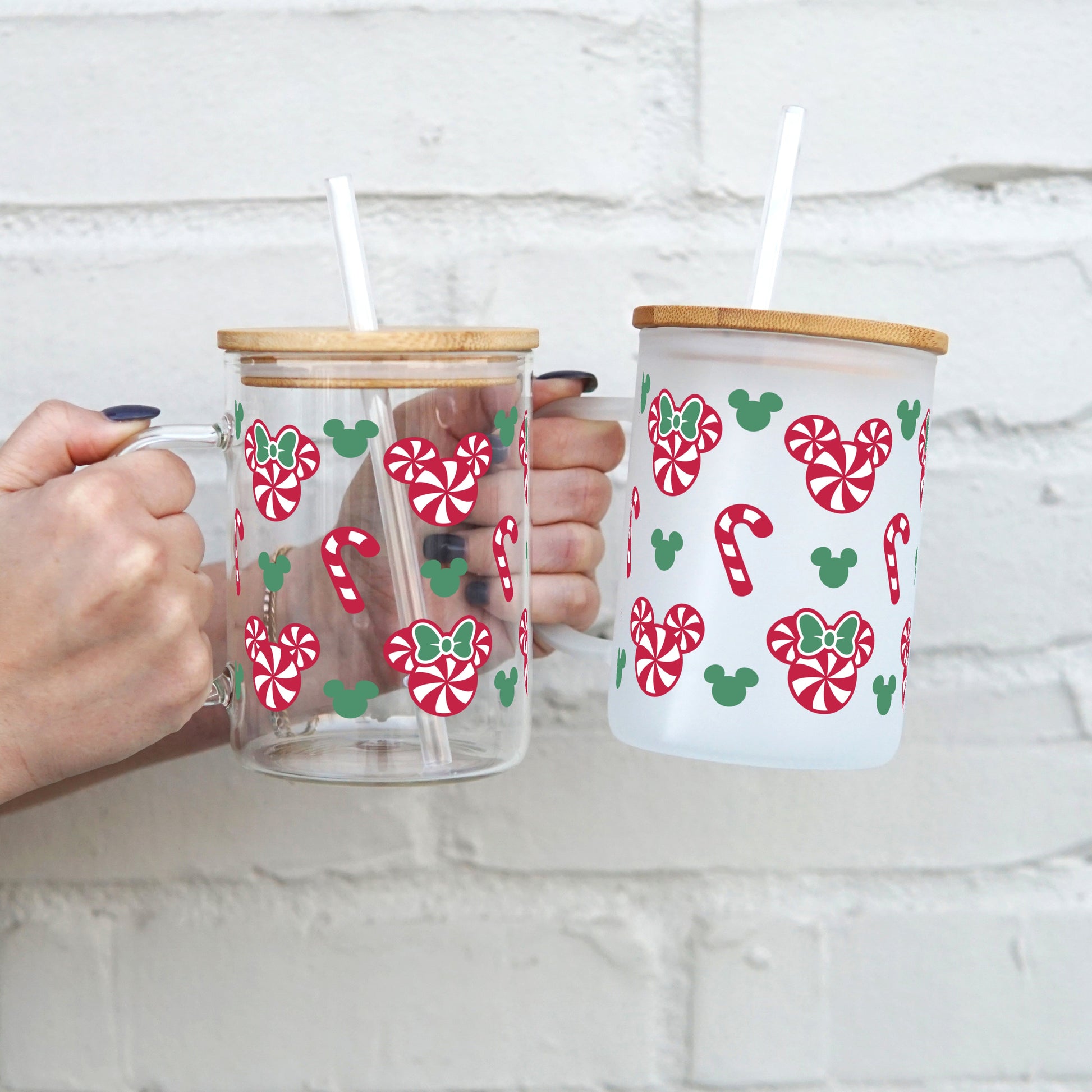 Candy Mouse 17oz Glass Mug With Lid and Straw - Sip Sip Hooray