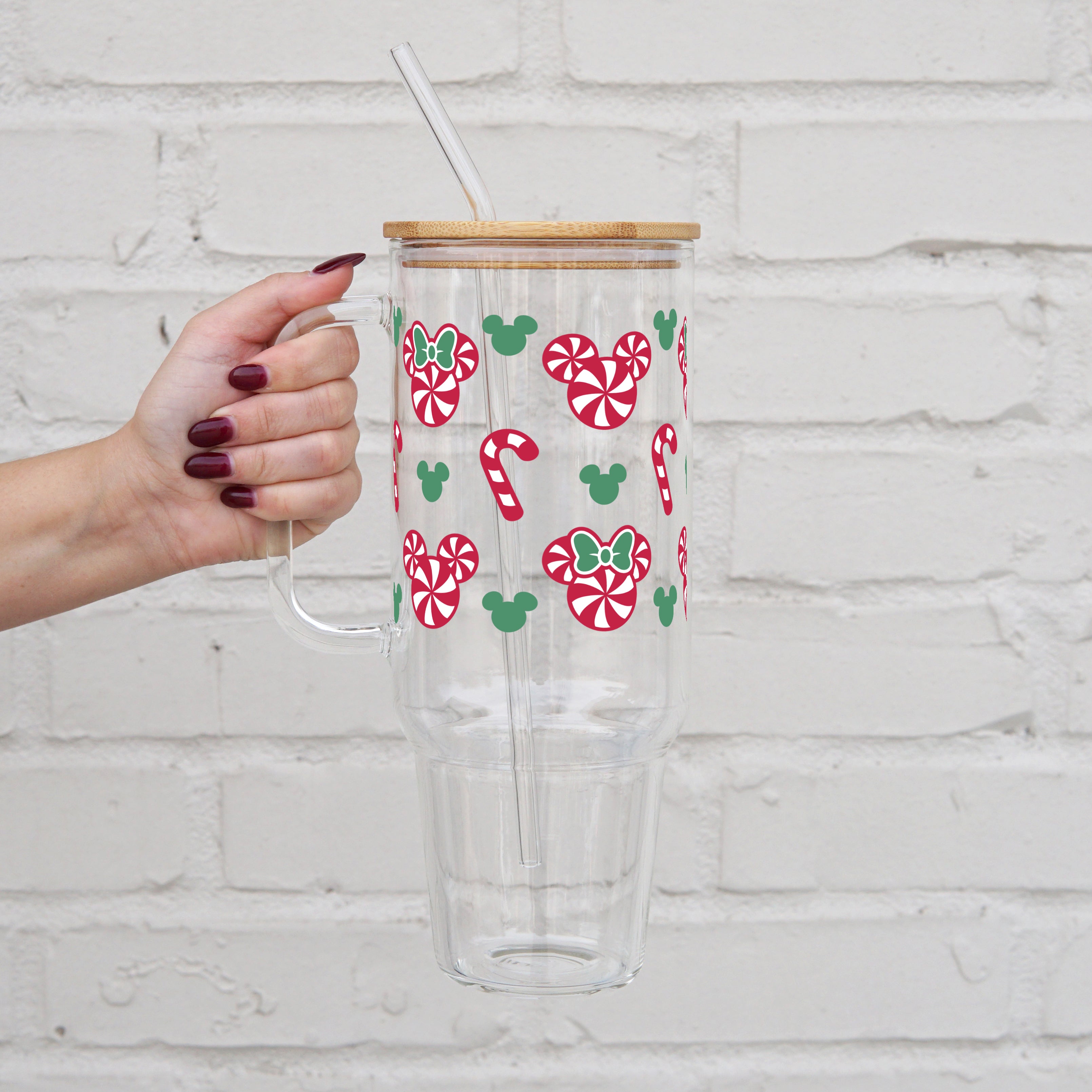 Candy Mouse 40oz Glass or Plastic Tumbler With Lid and Straw - Sip Sip Hooray