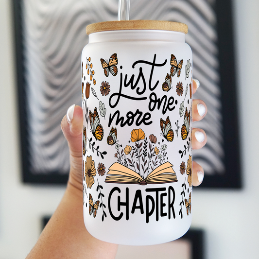 16oz Just One More Chapter Book Lover Glass Can Cup