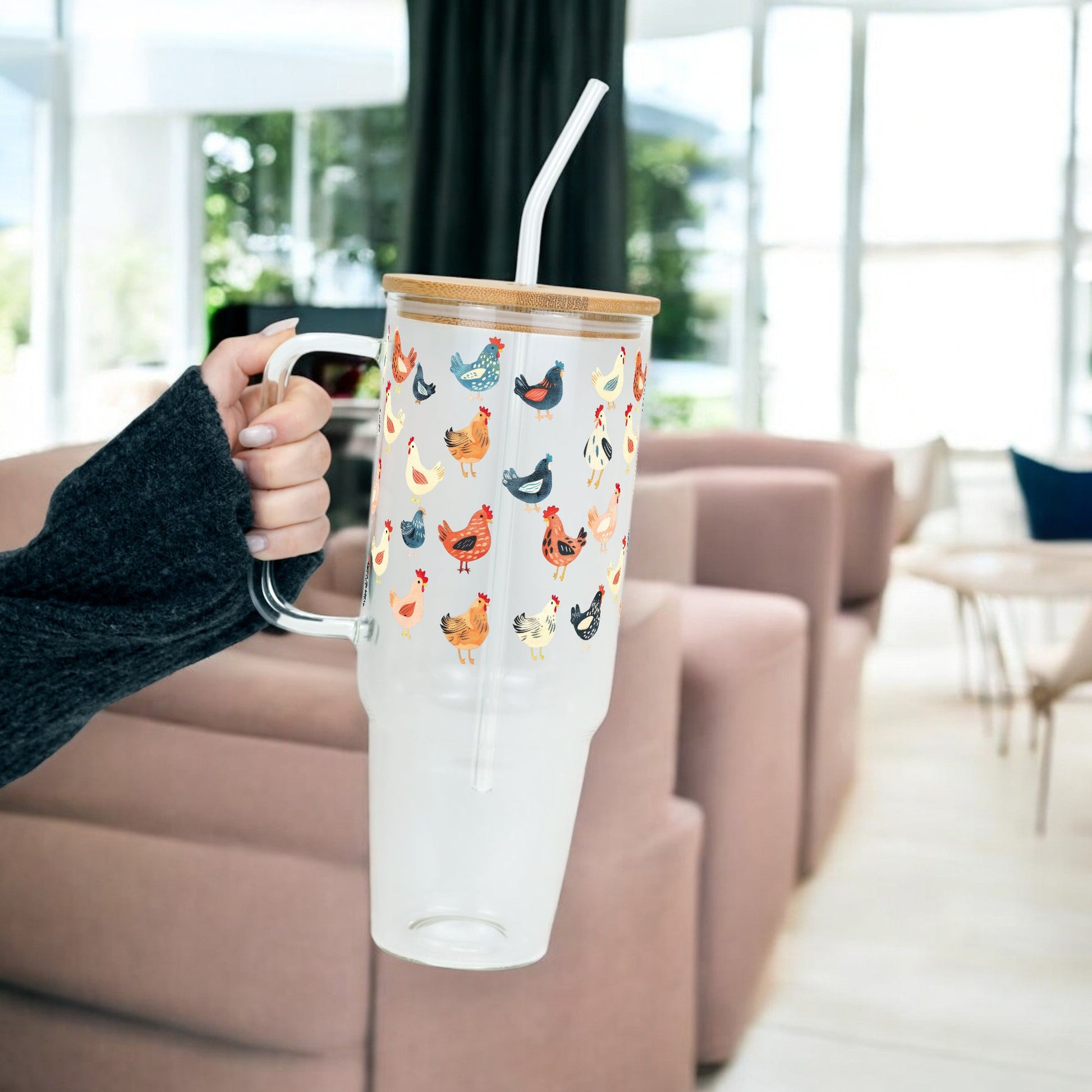 Chicken Lover 40oz Tumbler With Handle Lid and Straw - Sip Sip Hooray