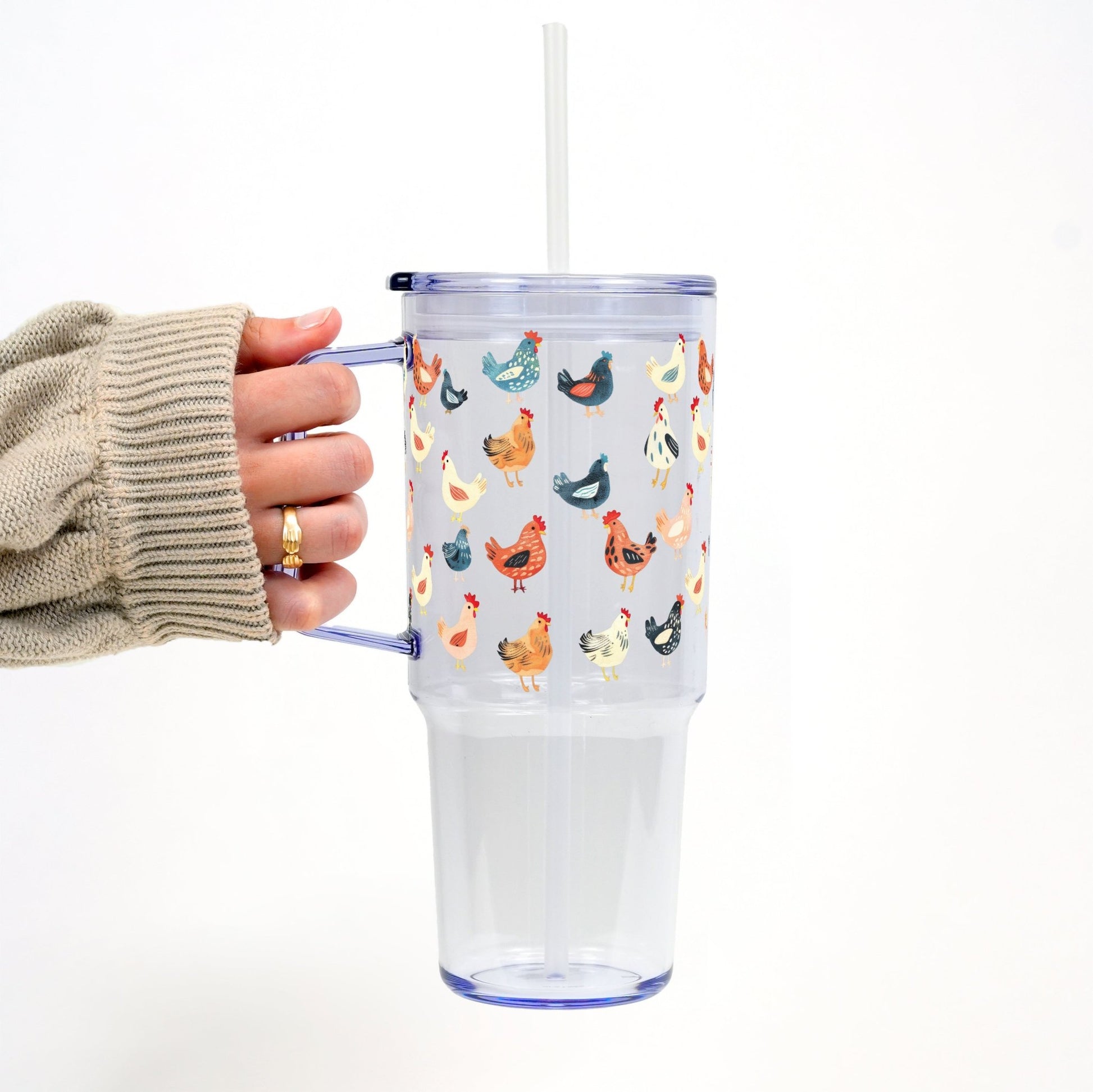 Chicken Lover 40oz Tumbler With Handle Lid and Straw - Sip Sip Hooray