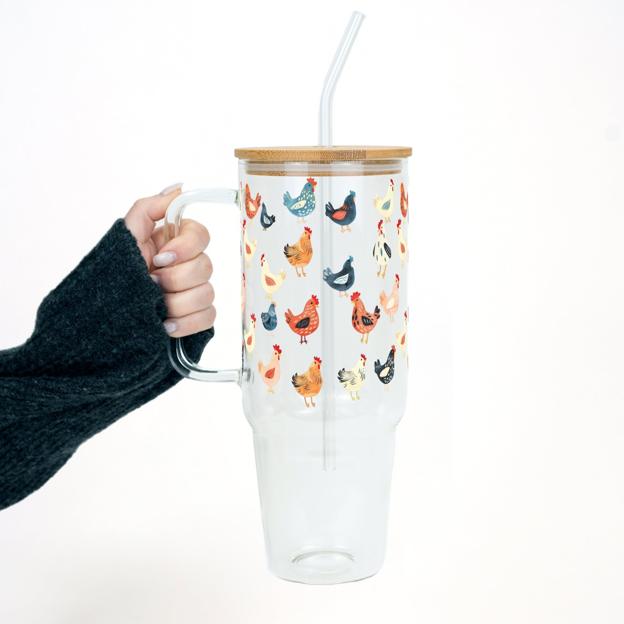 Chicken Lover 40oz Tumbler With Handle Lid and Straw - Sip Sip Hooray