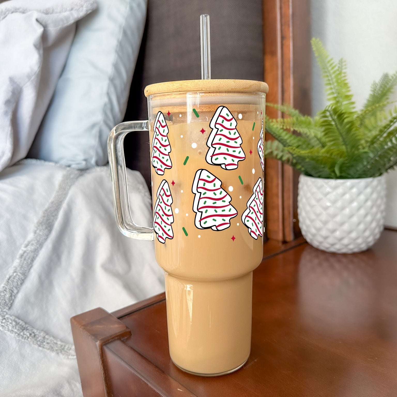Christmas Holiday Cakes 40oz Glass or Plastic Tumbler With Lid and Straw - Sip Sip Hooray