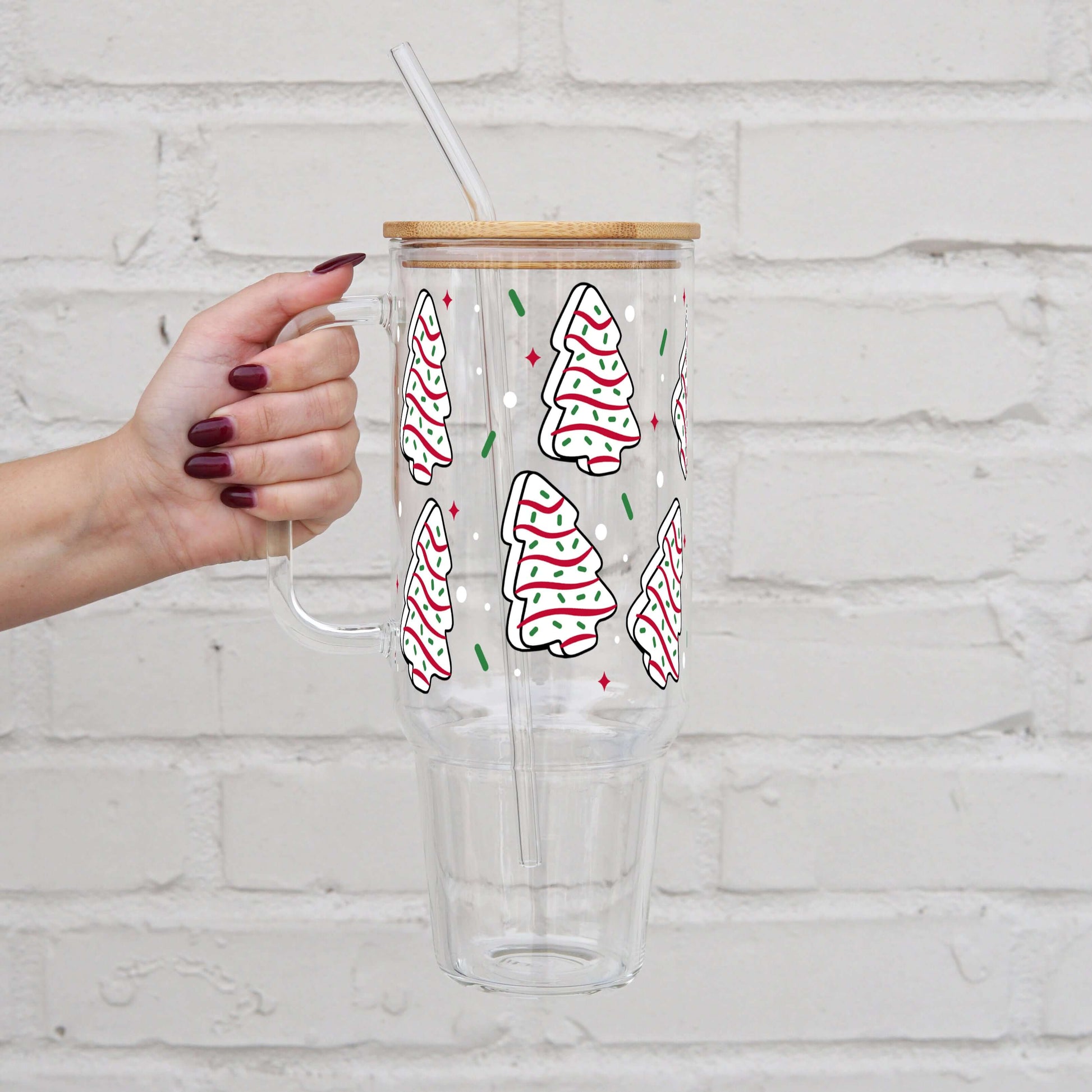 Christmas Holiday Cakes 40oz Glass or Plastic Tumbler With Lid and Straw from Sip Sip Hooray – Drinkware