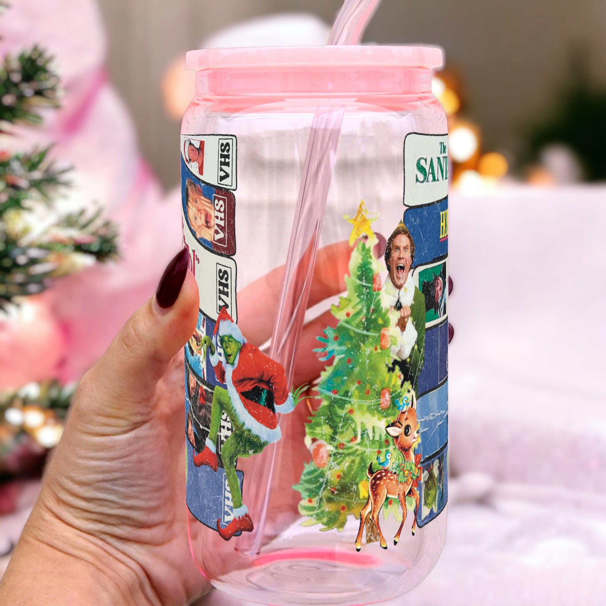 Christmas Movies Cup With Lid and Straw - Sip Sip Hooray