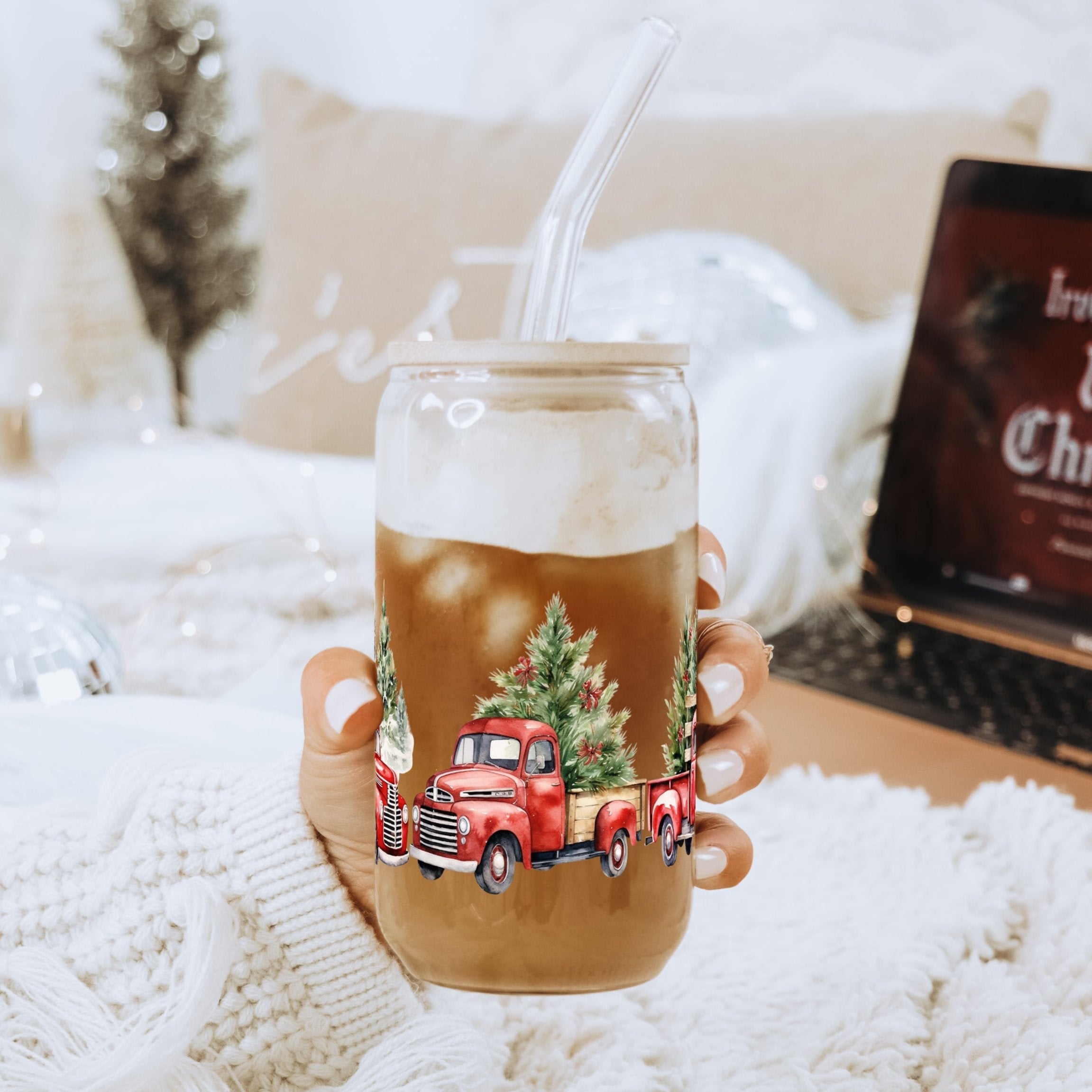 Christmas Red Truck Cup With Lid and Straw - Sip Sip Hooray