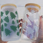 Color Changing Christmas Themed 16oz Glass Can Cups