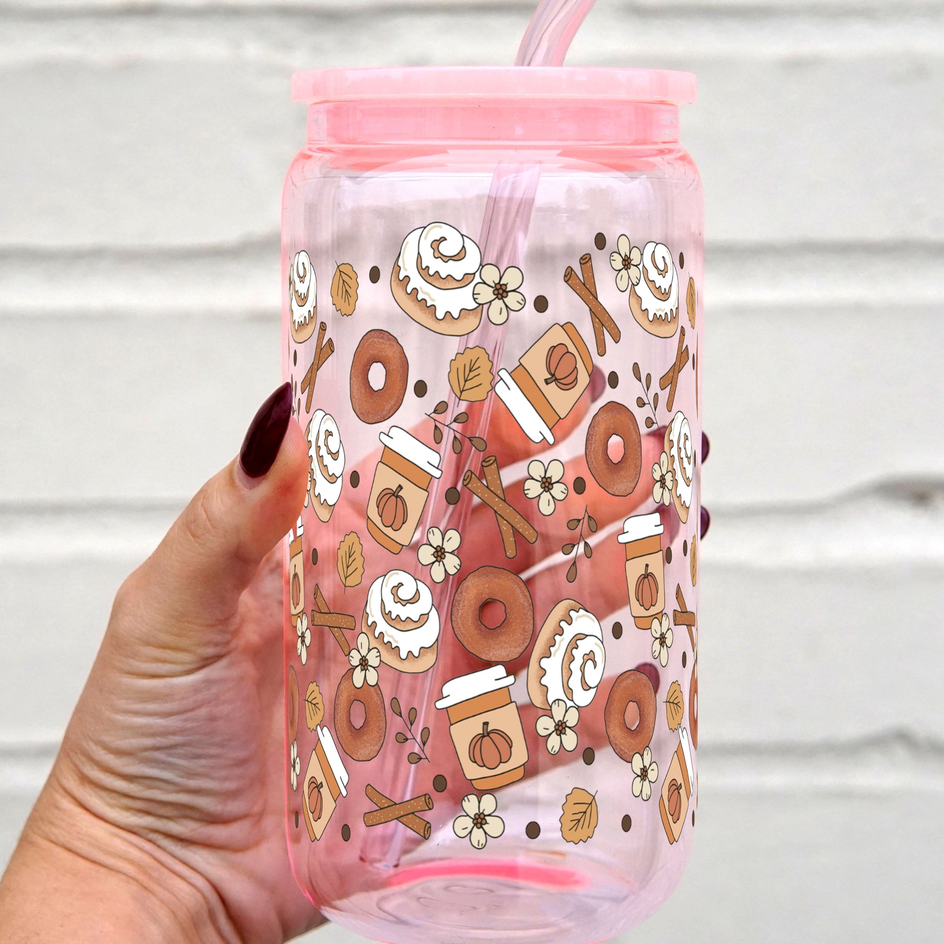Cinnamon Buns + Pumpkin Spice Cup With Lid and Straw - Sip Sip Hooray