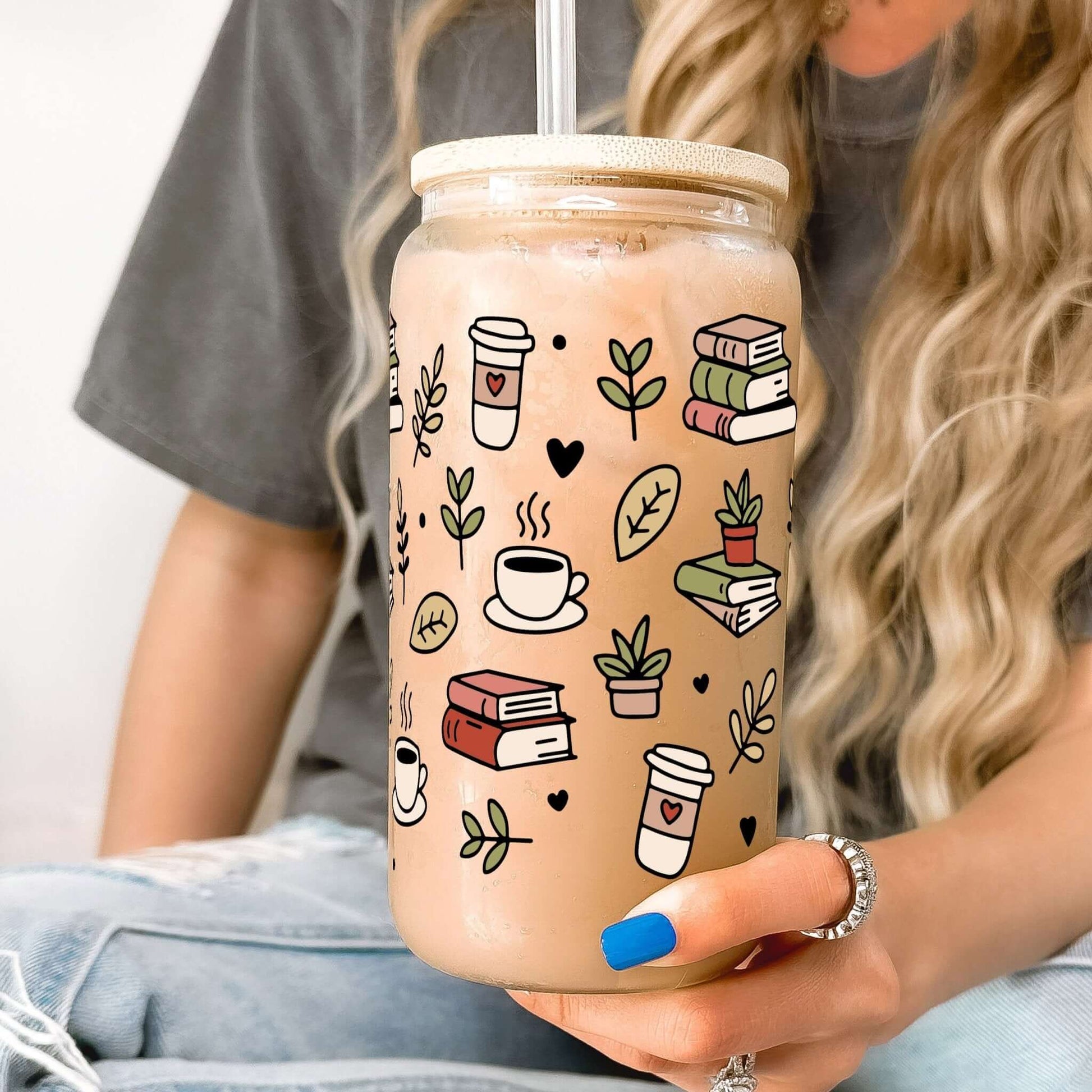 Coffee and Books Cup With Lid and Straw from Sip Sip Hooray – Drinkware