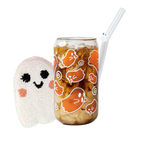 Color-Changing Ghostie 16oz Glass Cup, Mug Rug & Straw Bundle