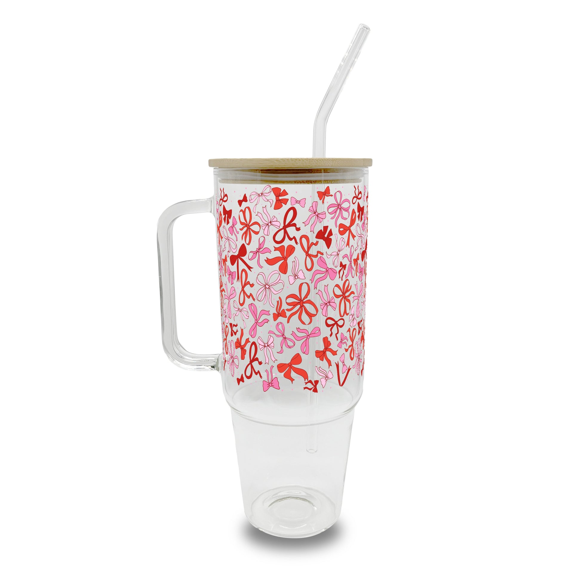 Coquette Valentine 40oz Glass or Plastic Tumbler With Lid and Straw - Sip Sip Hooray
