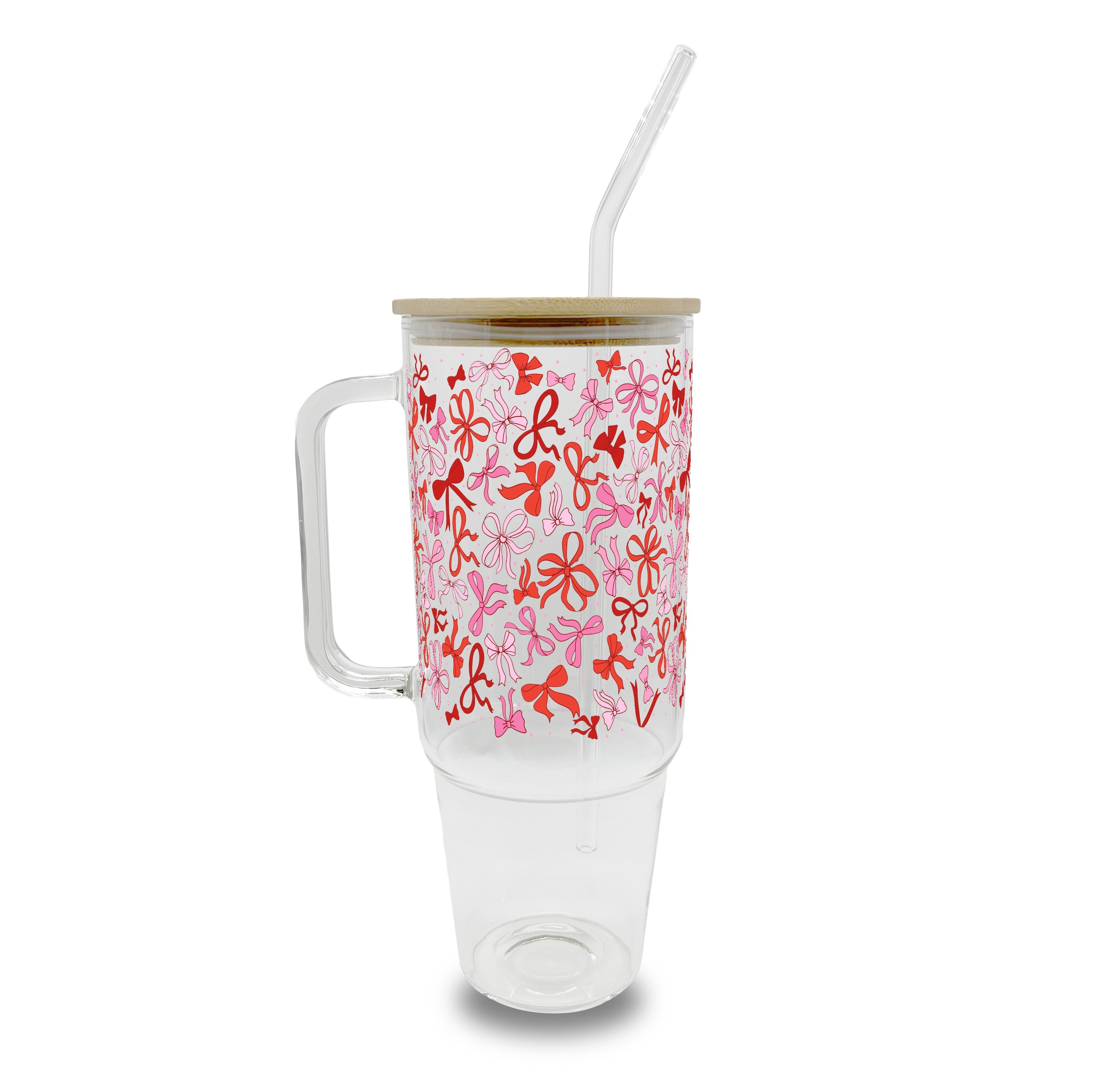 Coquette Valentine 40oz Glass or Plastic Tumbler With Lid and Straw - Sip Sip Hooray