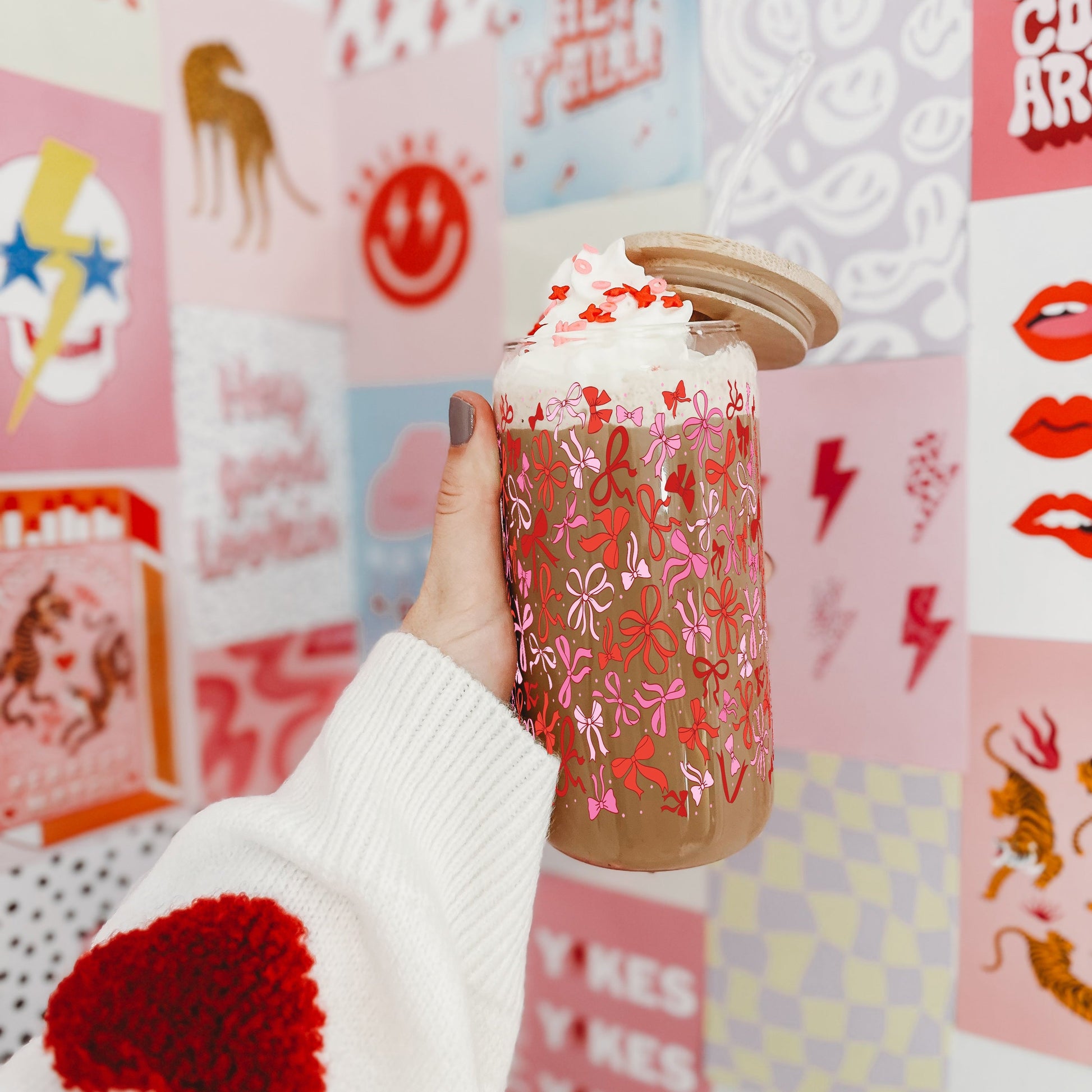 Coquette Valentine Can Cup with Lid and Straw - Sip Sip Hooray