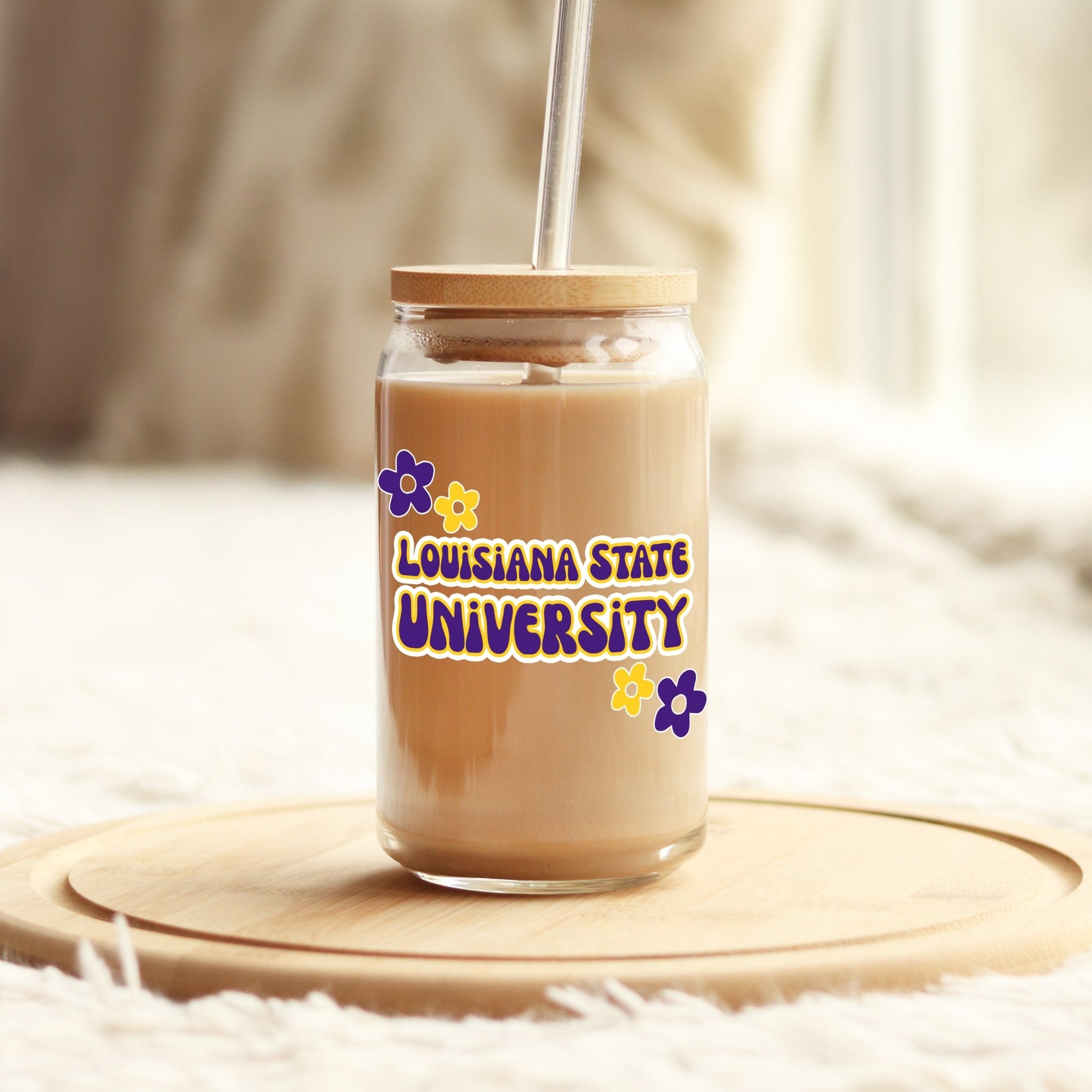 Custom College Merch 16oz Iced Coffee Glass, Sorority Merch College Logo Cup Name Tumbler Can Glass, Personalized College Student Gift Grad - Sip Sip Hooray