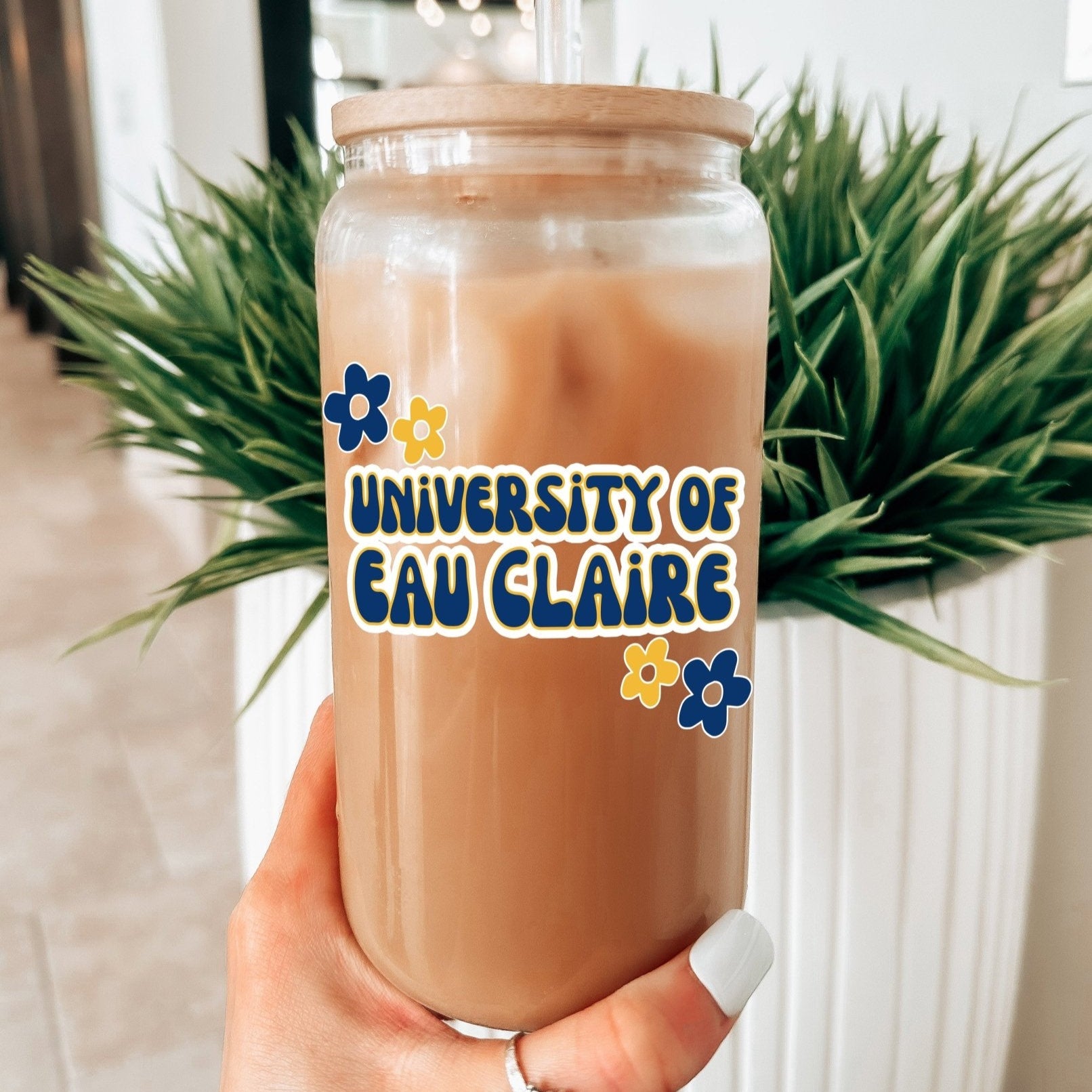 Custom College Merch 16oz Iced Coffee Glass, Sorority Merch College Logo Cup Name Tumbler Can Glass, Personalized College Student Gift Grad - Sip Sip Hooray