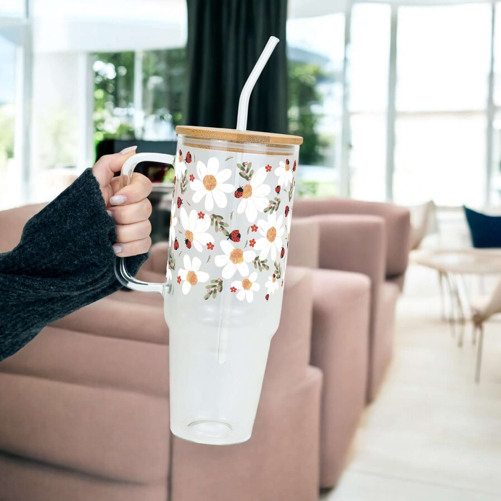 Daisy & Ladybug Tumbler With Lid and Straw