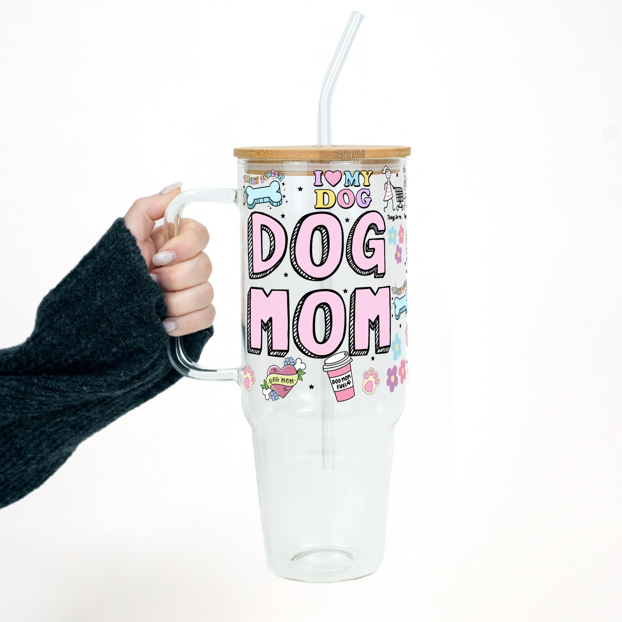 Dog Mom Doodles Tumbler With Lid and Straw - Sip Sip Hooray