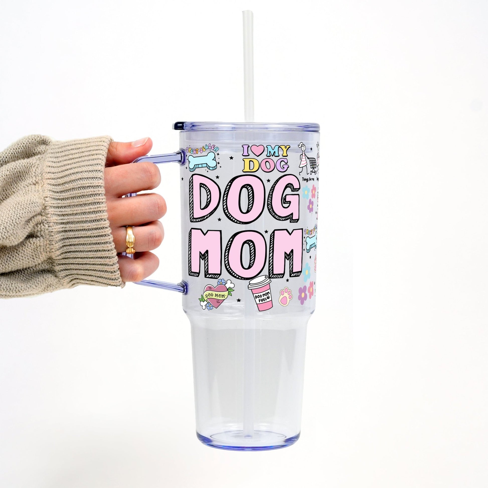 Dog Mom Doodles Tumbler With Lid and Straw - Sip Sip Hooray