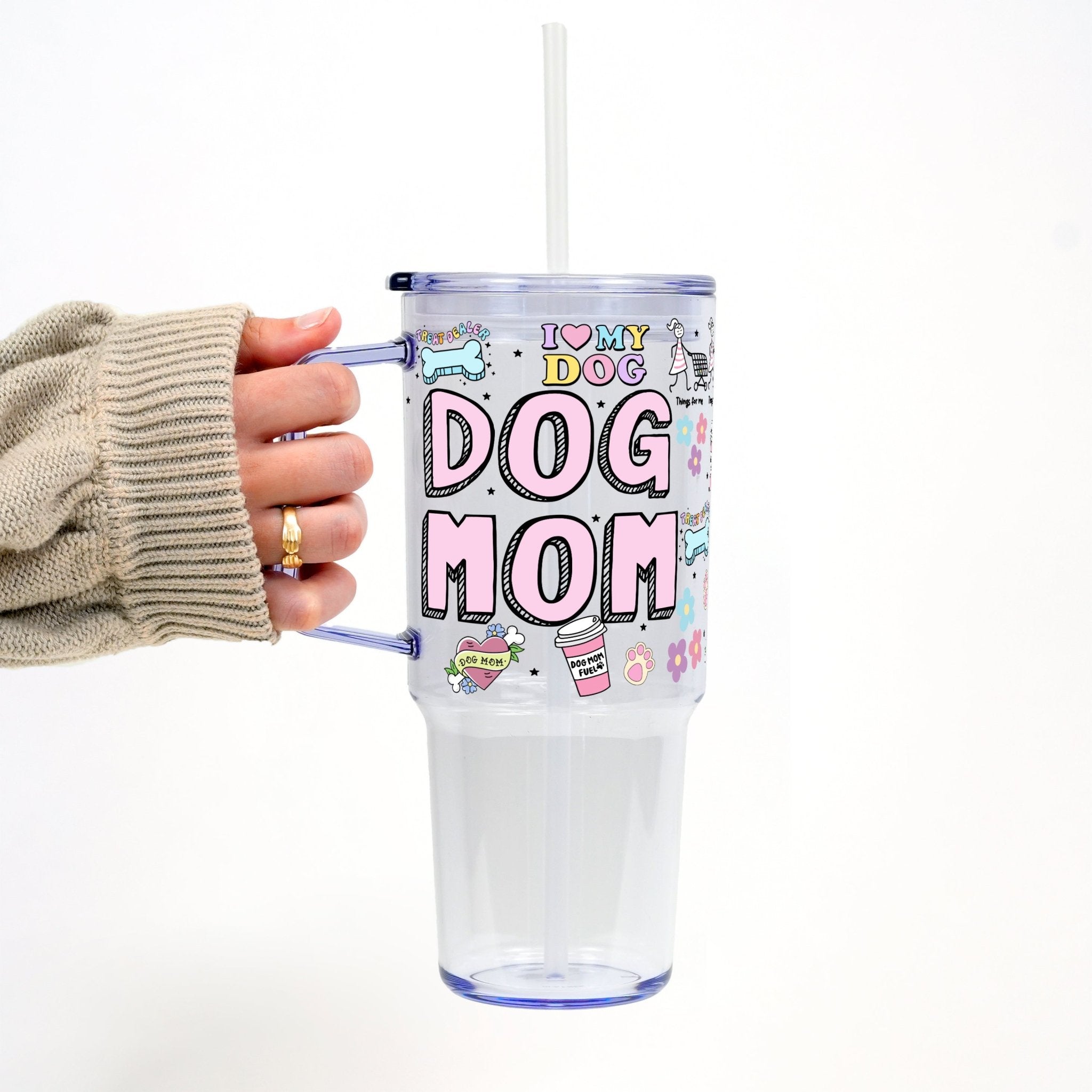 Dog Mom Doodles Tumbler With Lid and Straw - Sip Sip Hooray