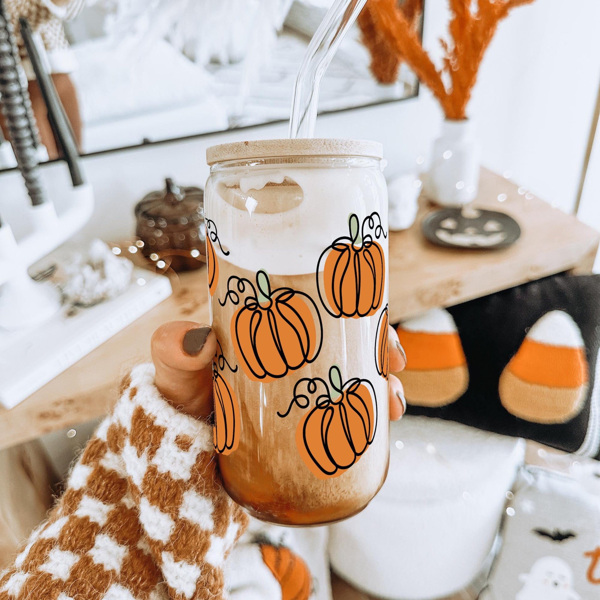Fall Pumpkins Cup With Lid and Straw - Sip Sip Hooray