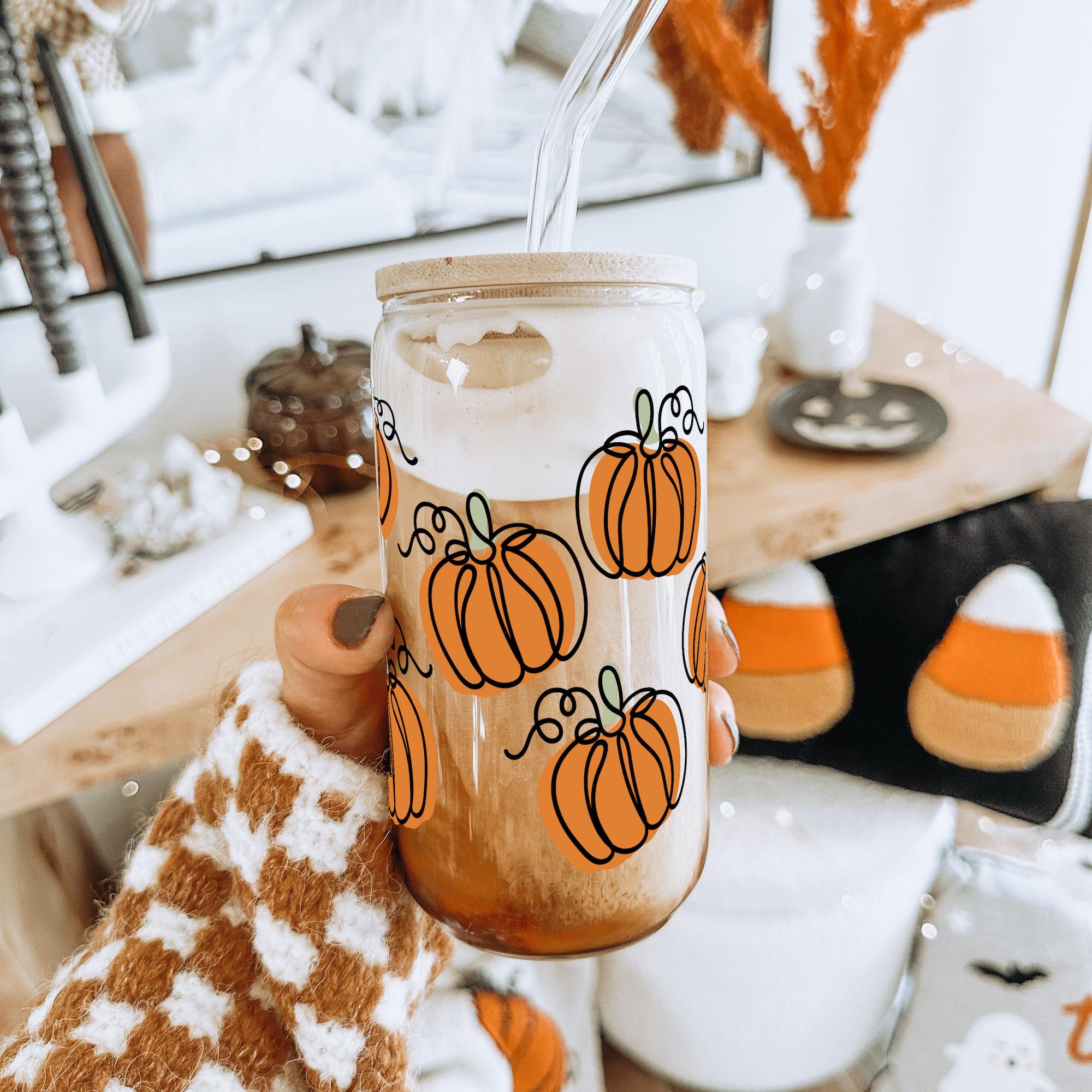 Fall Pumpkins Cup With Lid and Straw - Sip Sip Hooray