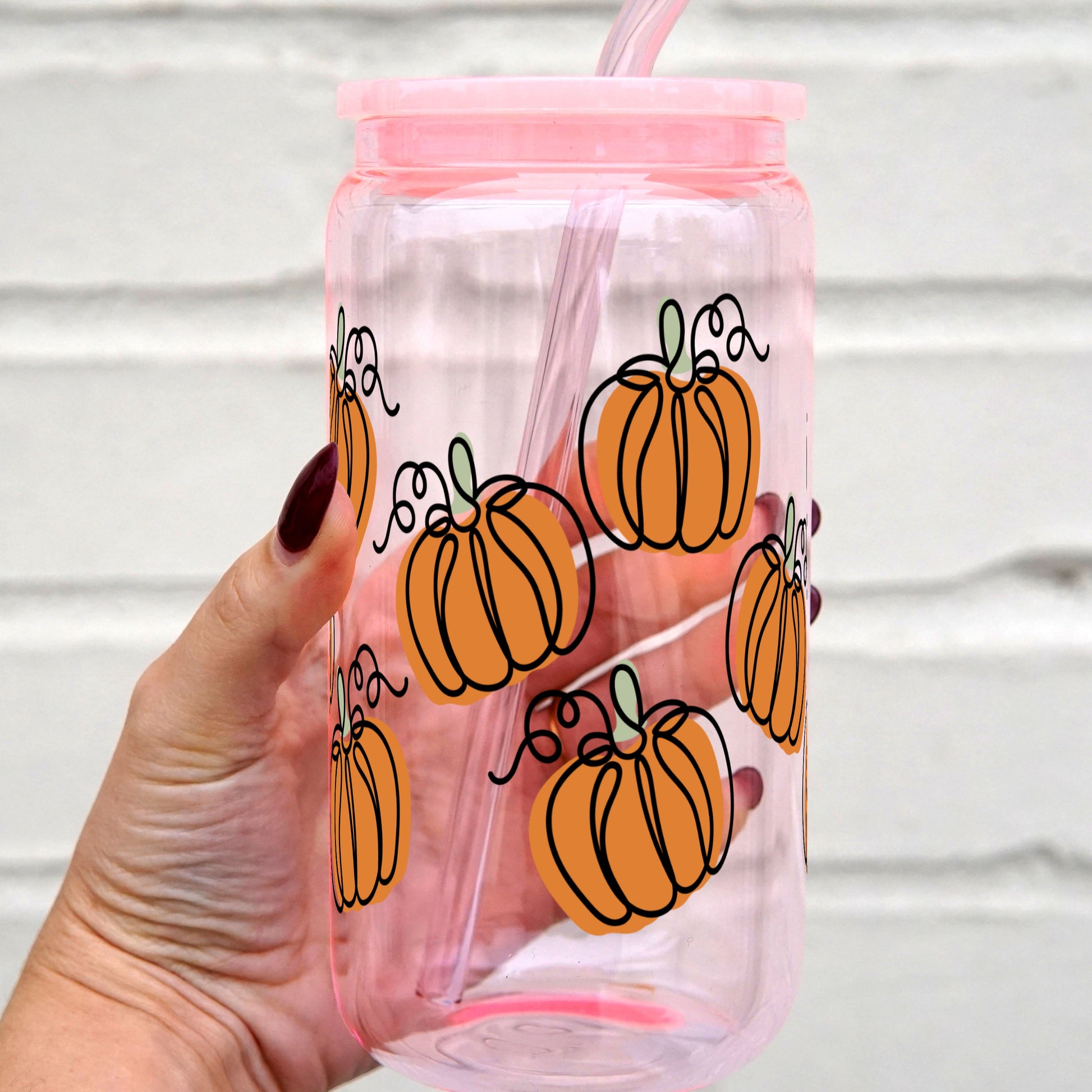 Fall Pumpkins Cup With Lid and Straw - Sip Sip Hooray