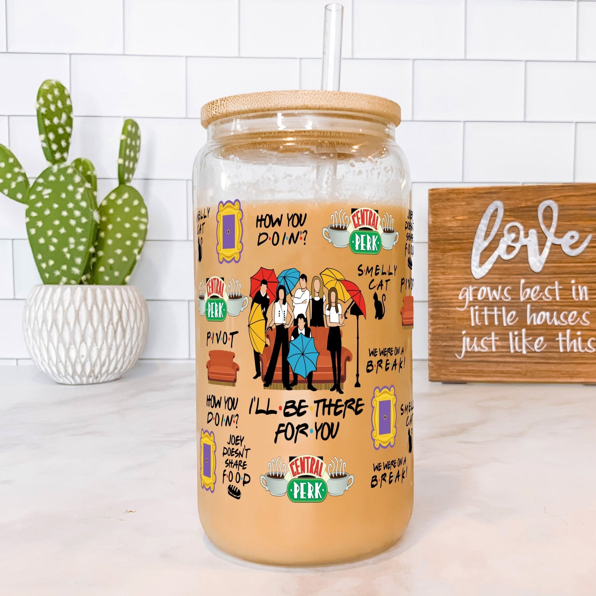 Friends Themed Cup with Lid and Straw - Sip Sip Hooray