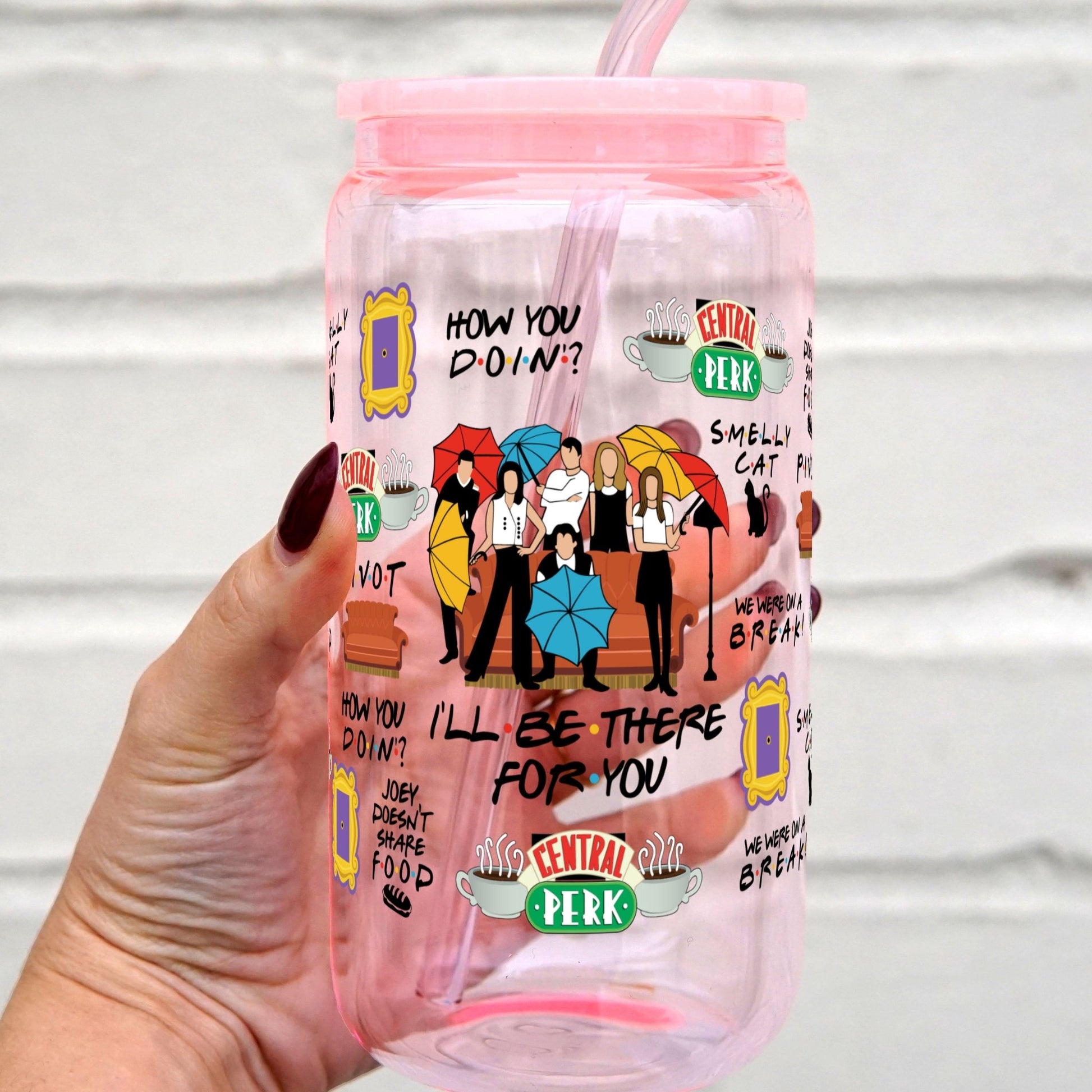 Friends Themed Cup with Lid and Straw - Sip Sip Hooray