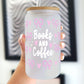 Coquette Books and Coffee 16oz Glass Can Cup With Lid and Straw