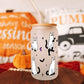 Ghost Cats Halloween 16oz Glass Can with Lid and Straw