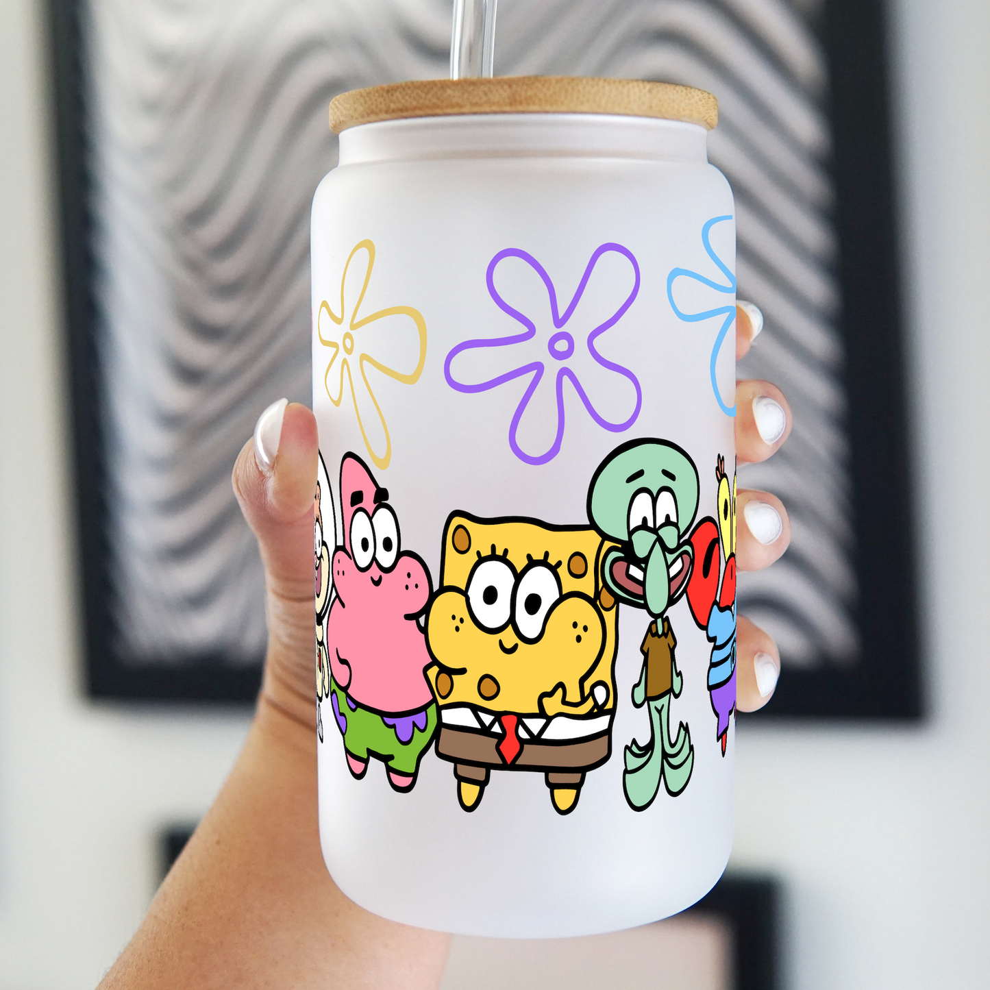 16oz SpongeBob Glass Can Cup
