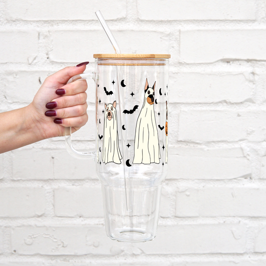 Ghost Dog 40oz Tumbler with Lid and Straw