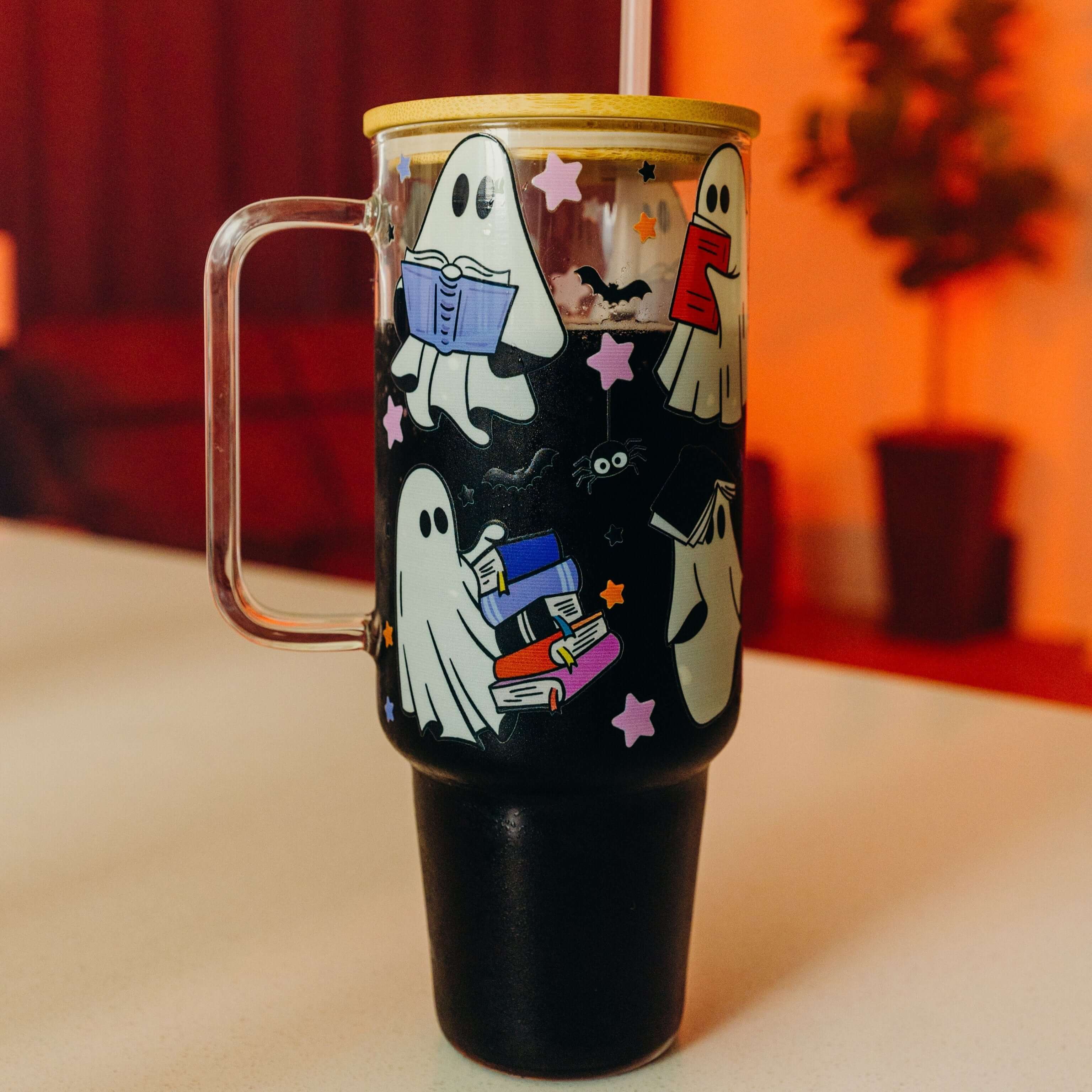 Ghosts and Books  Tumbler With Lid and Straw