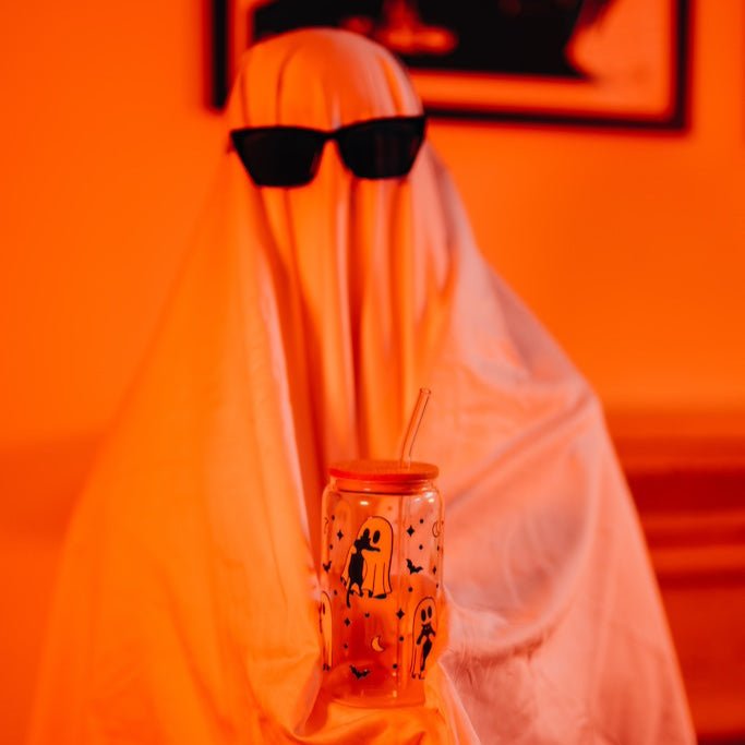 Ghosts Holding Cats Cup With Lid and Straw - Sip Sip Hooray