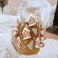 Gingerbread House Winter 16oz Glass Can Cup with Lid and Straw