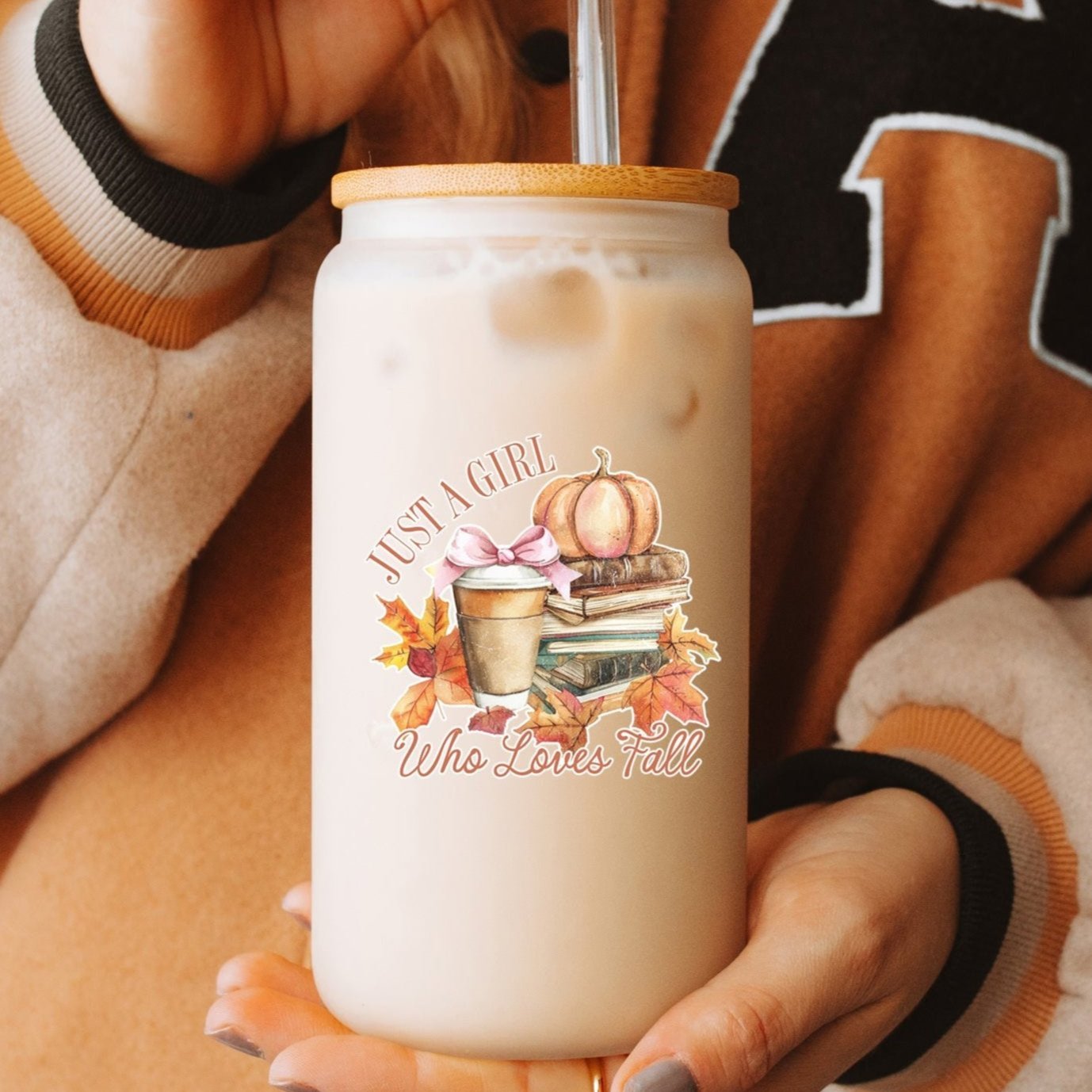 Girl Who Loves Fall Cup With Lid and Straw - Sip Sip Hooray