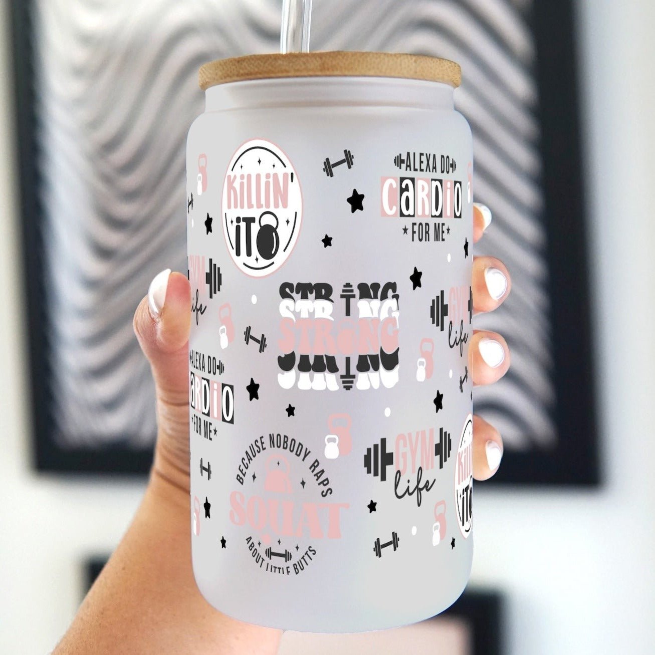 Gym Motivation Cup With Lid and Straw - Sip Sip Hooray