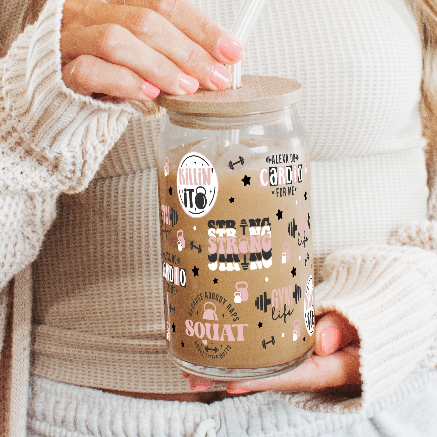 Gym Motivation Cup With Lid and Straw - Sip Sip Hooray